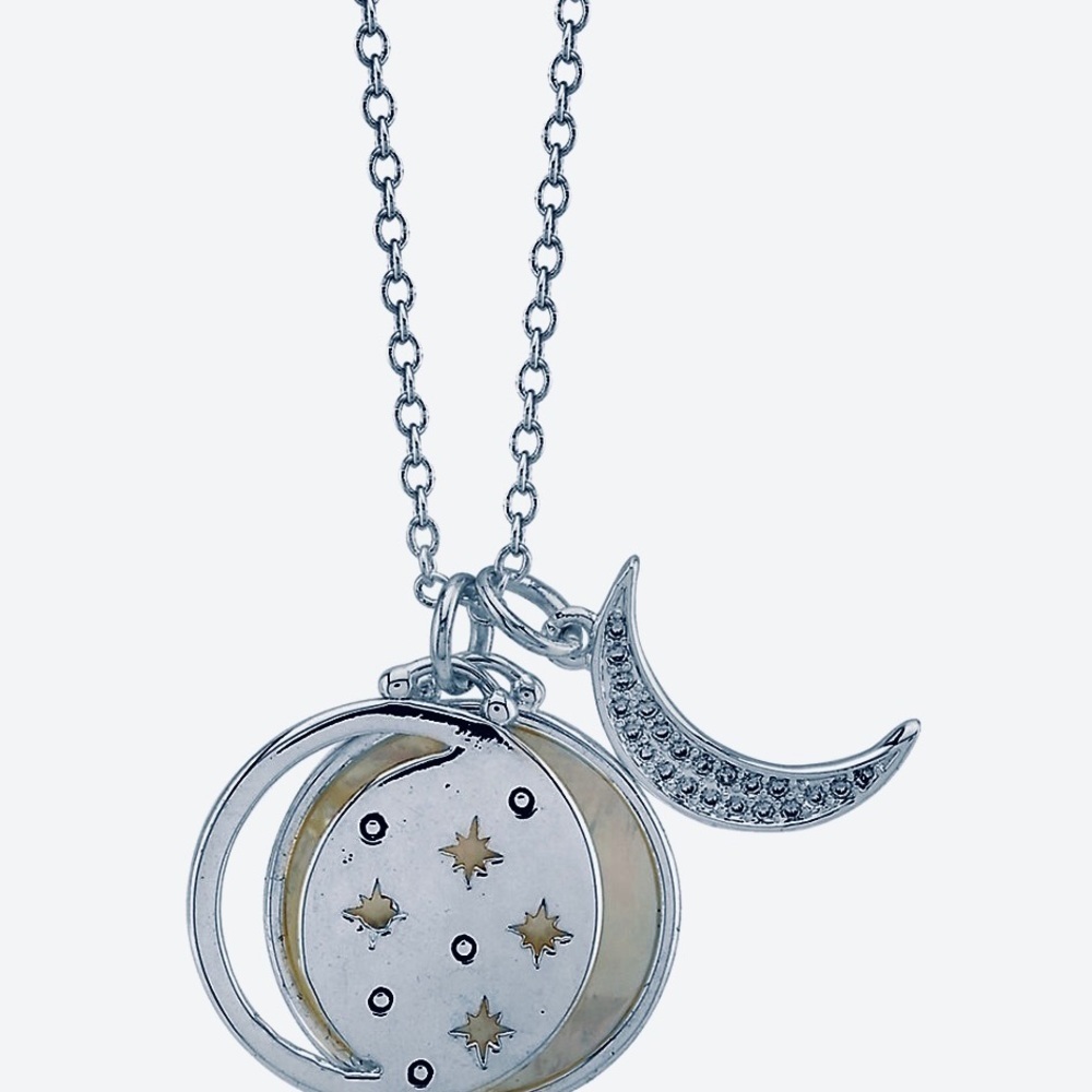 NWT Love this Life Mother of Pearl Inlay Moon & Stars Necklace **NEW**